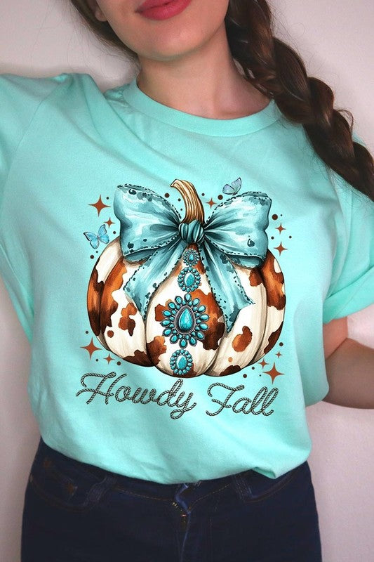 Women's Howdy Fall Western Pumpkin Graphic T-shirt