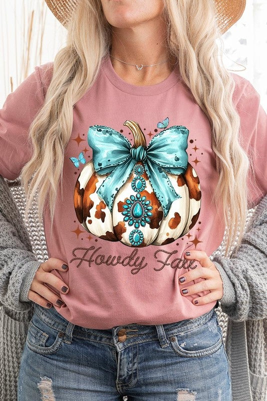 Women's Howdy Fall Western Pumpkin Graphic T-shirt