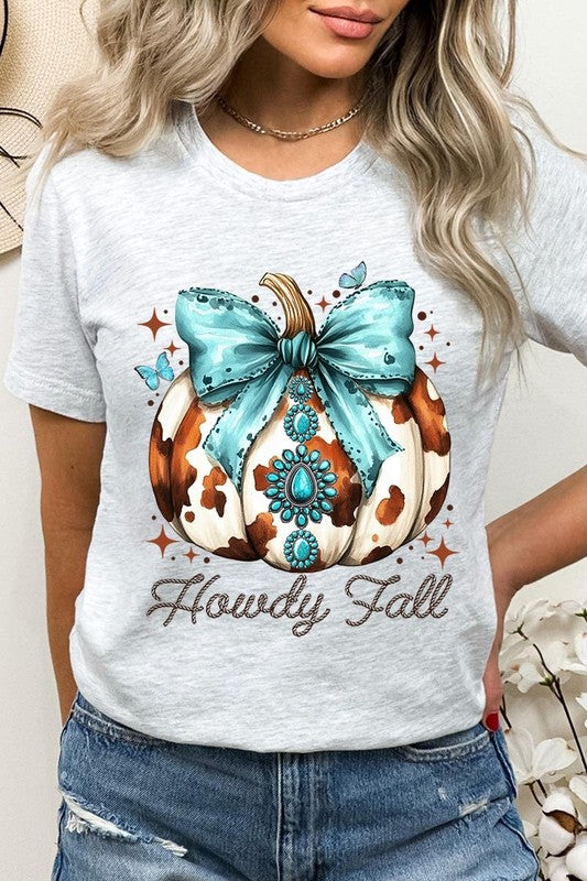 Women's Howdy Fall Western Pumpkin Graphic T-shirt