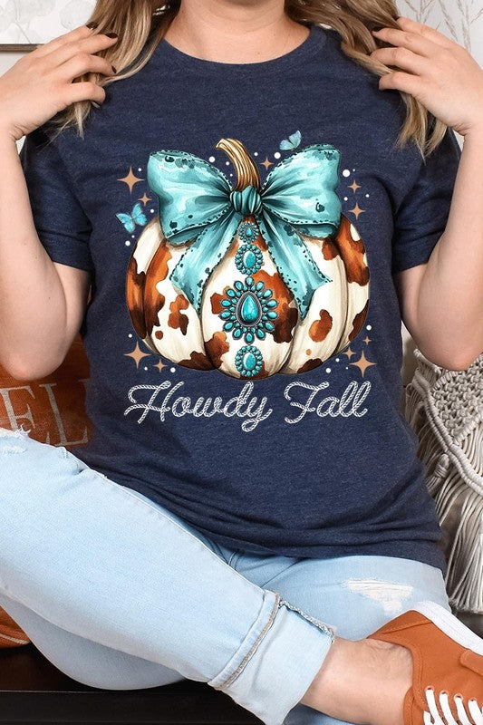 Women's Howdy Fall Western Pumpkin Graphic T-shirt