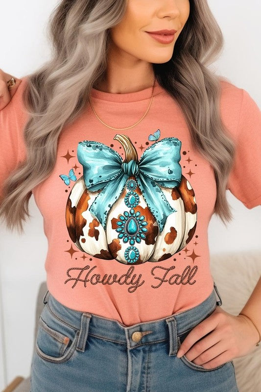 Women's Howdy Fall Western Pumpkin Graphic T-shirt