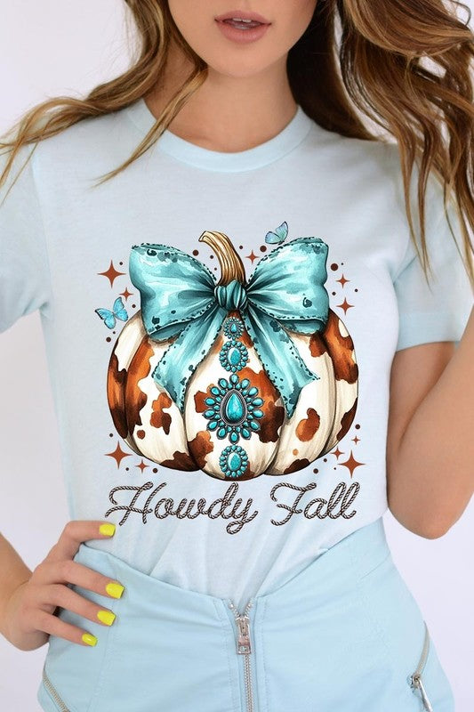 Women's Howdy Fall Western Pumpkin Graphic T-shirt