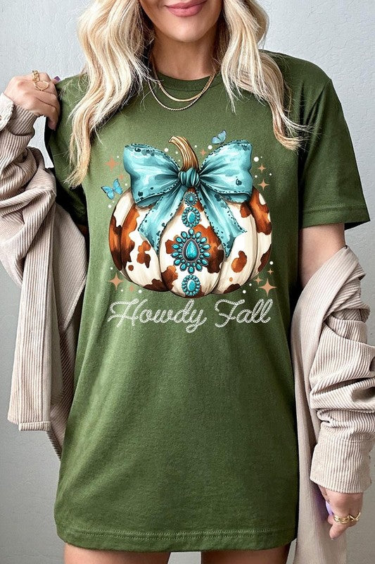 Women's Howdy Fall Western Pumpkin Graphic T-shirt