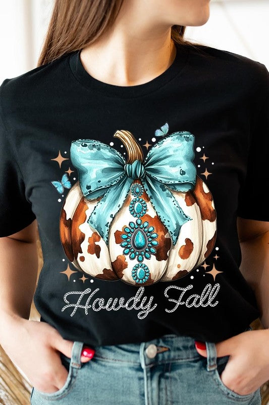 Women's Howdy Fall Western Pumpkin Graphic T-shirt