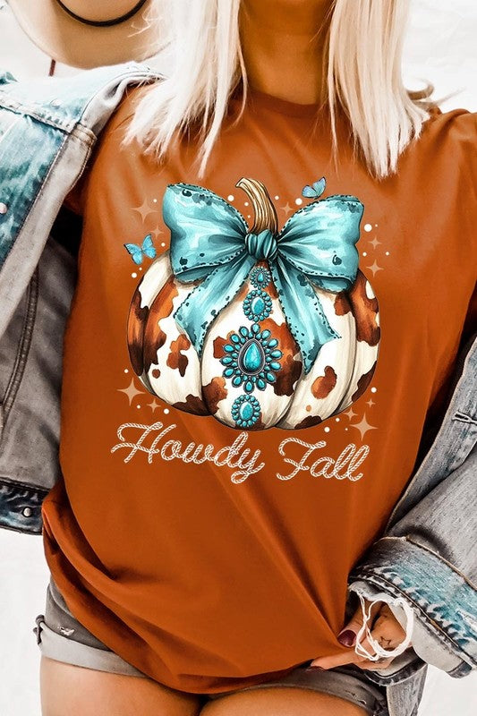 Women's Howdy Fall Western Pumpkin Graphic T-shirt