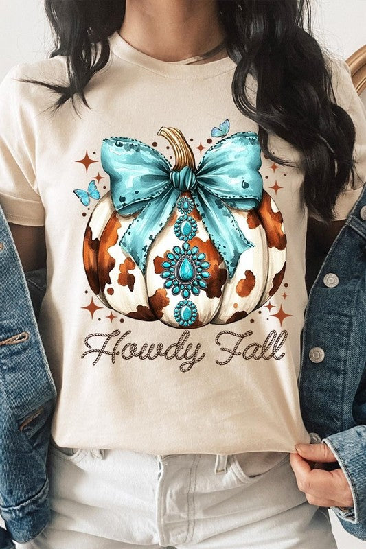 Women's Howdy Fall Western Pumpkin Graphic T-shirt