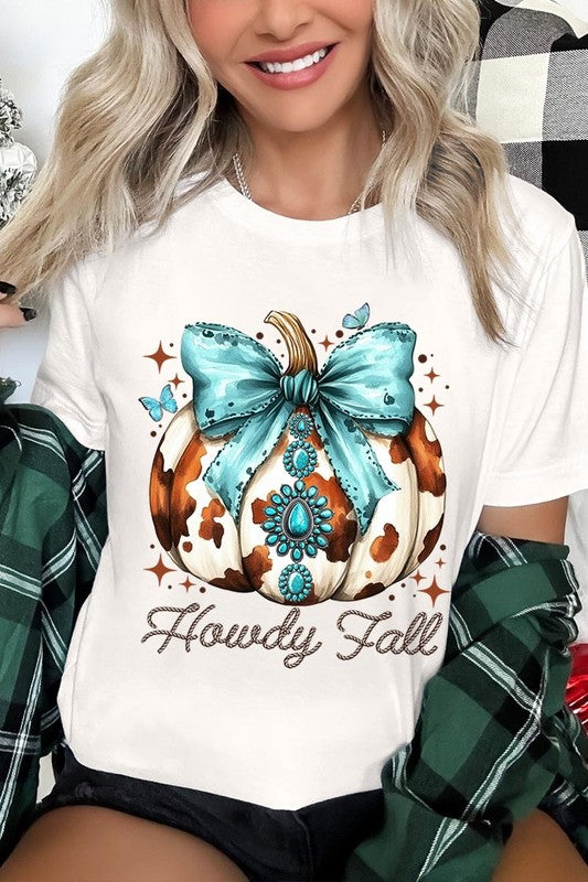 Women's Howdy Fall Western Pumpkin Graphic T-shirt