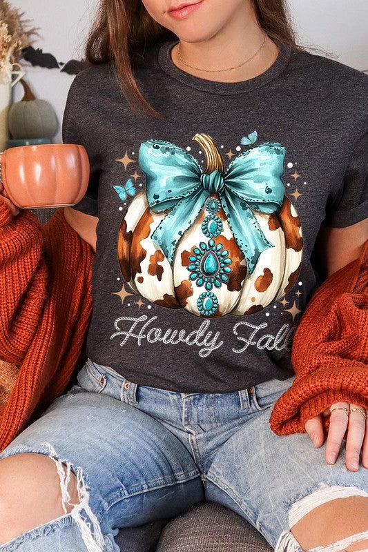 Women's Howdy Fall Western Pumpkin Graphic T-shirt