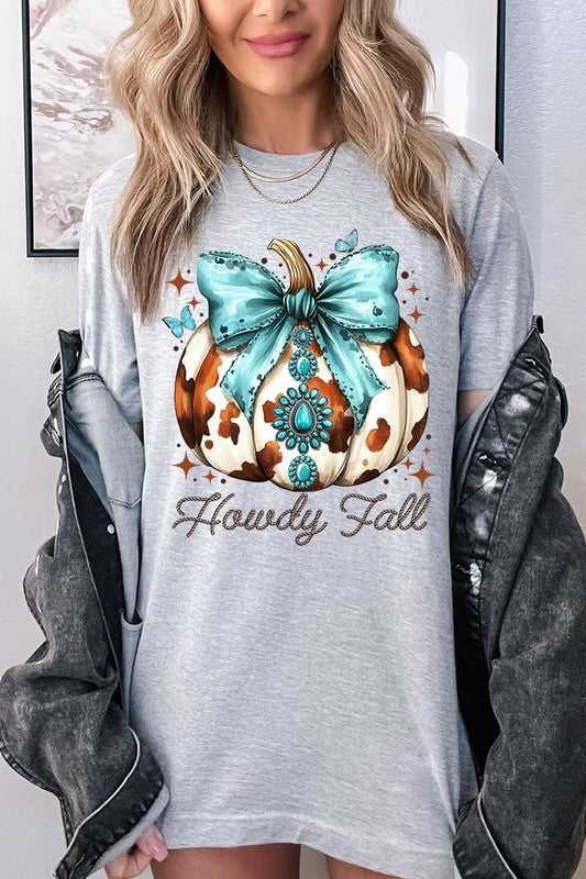 Women's Howdy Fall Western Pumpkin Graphic T-shirt