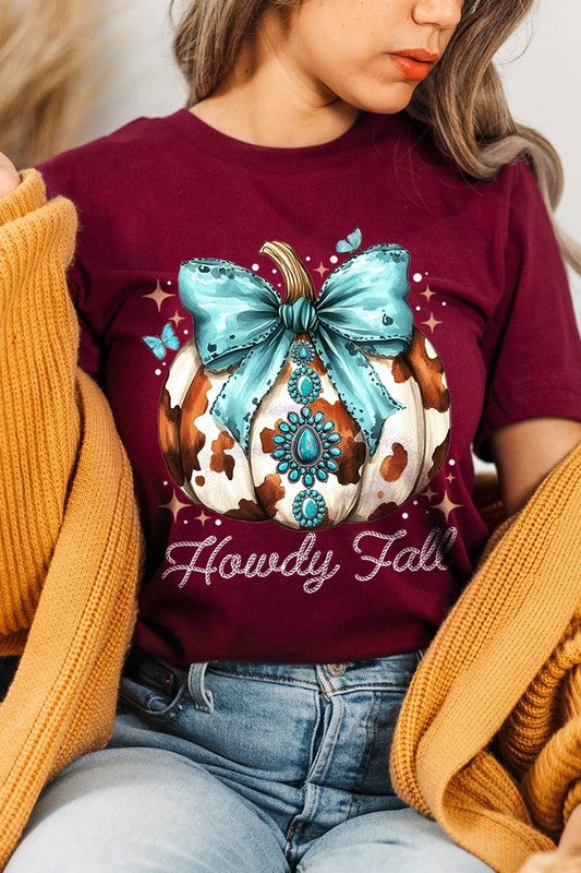 Women's Howdy Fall Western Pumpkin Graphic T-shirt