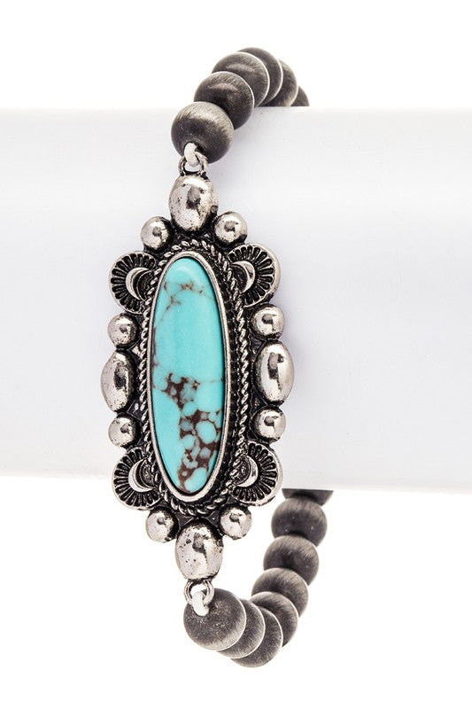 Turquoise Western Navajo Beads Stretch Bracelet