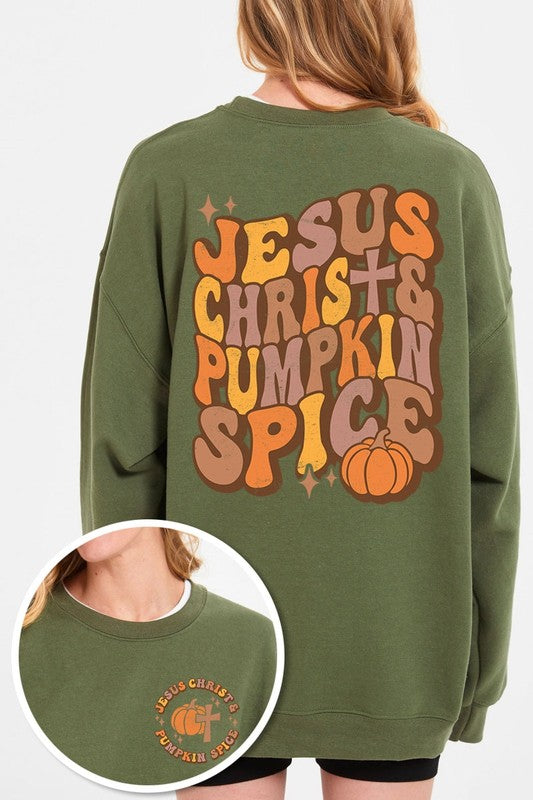 Jesus Christ & Pumpkin Spice Fleece Sweatshirt