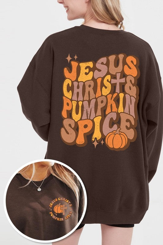 Jesus Christ & Pumpkin Spice Fleece Sweatshirt