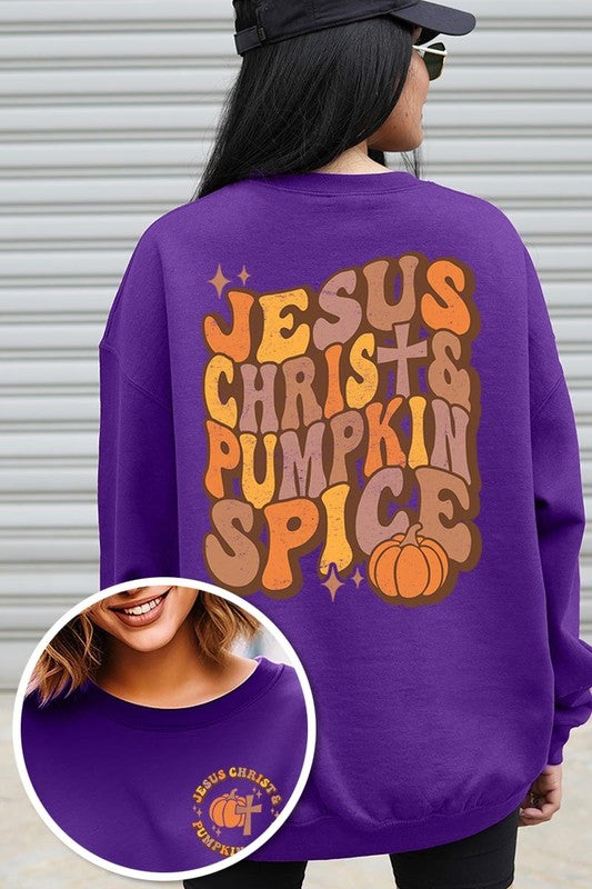 Jesus Christ & Pumpkin Spice Fleece Sweatshirt