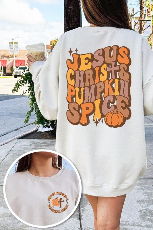 Jesus Christ & Pumpkin Spice Fleece Sweatshirt