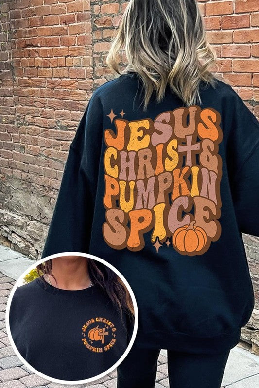 Jesus Christ & Pumpkin Spice Fleece Sweatshirt