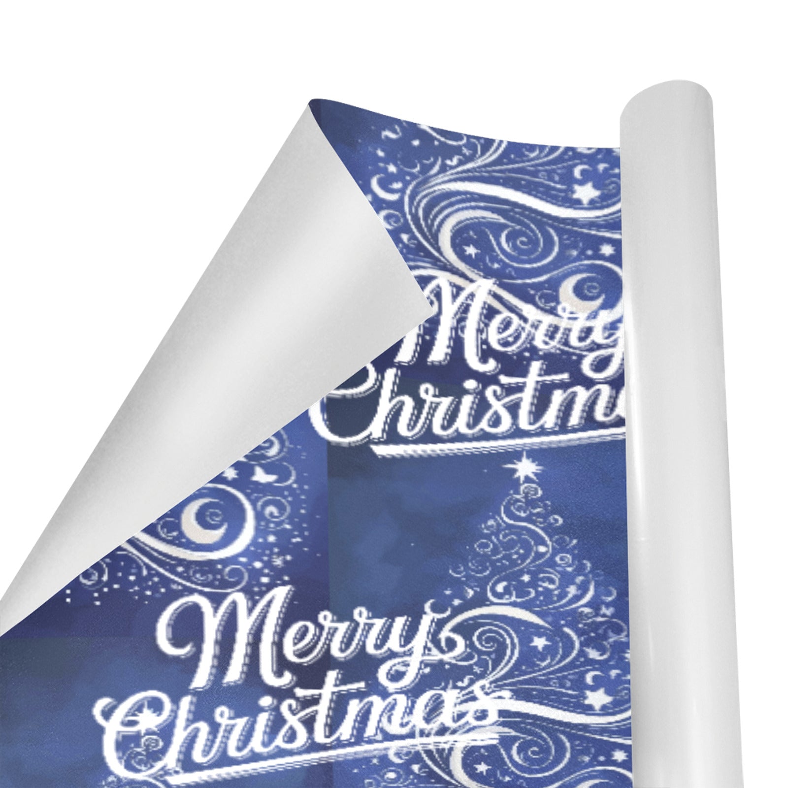 Merry Christmas Silver Tree Custom Gift Wrapping Paper - 2 Rolls (Made in USA)