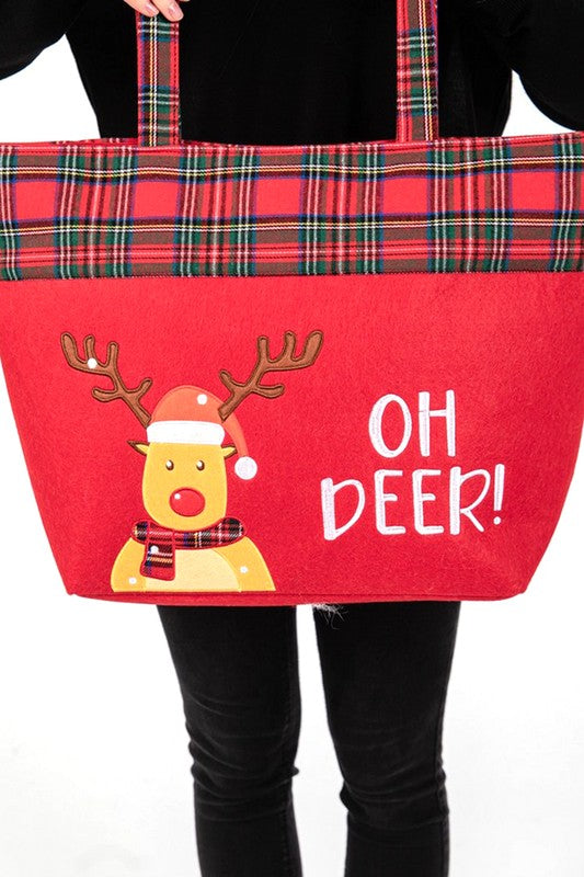 Oh Deer Red Christmas Oversize Tote Bag