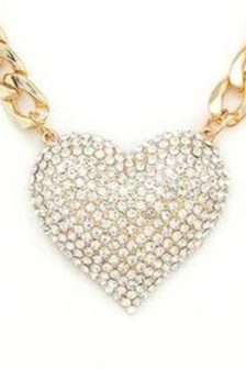 Crystal Heart Statement Necklace Set