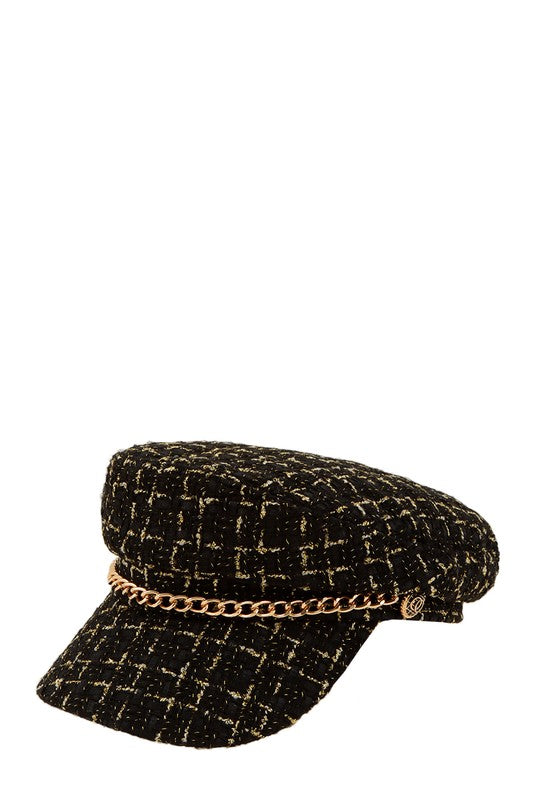 Women's Tweed Beret Chain Hat