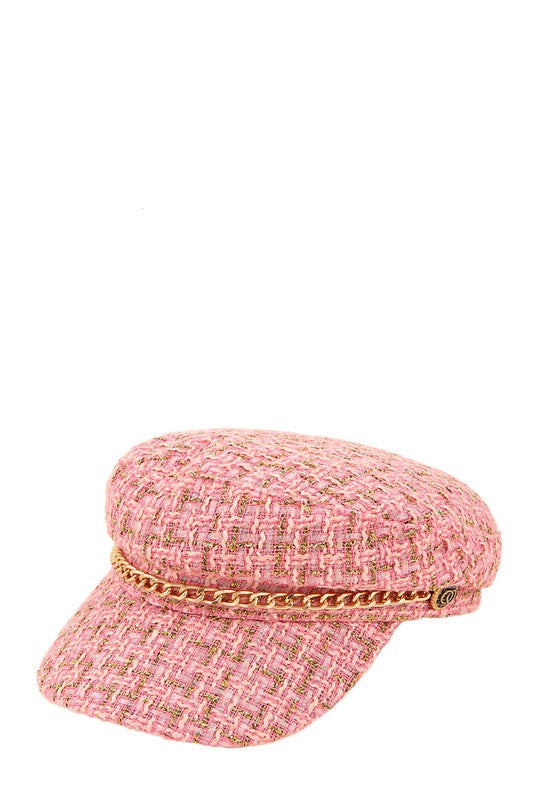 Women's Tweed Beret Chain Hat