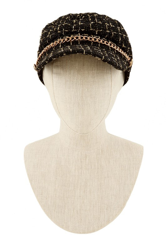 Women's Tweed Beret Chain Hat