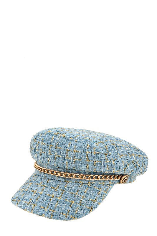 Women's Tweed Beret Chain Hat