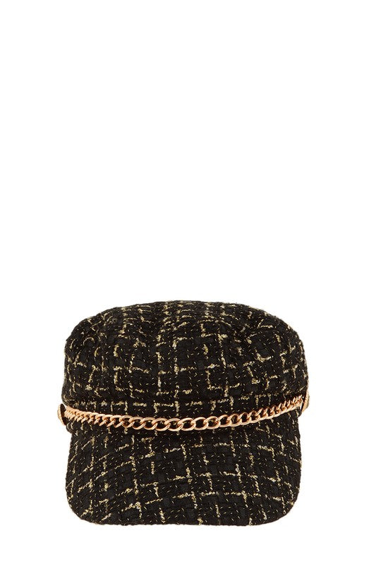 Women's Tweed Beret Chain Hat