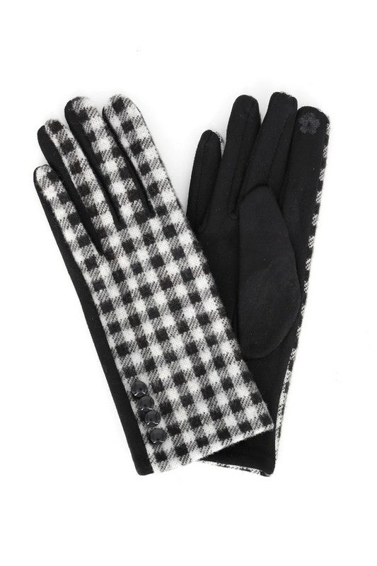 Smart Touch Plaid Checkered Print Winter Gloves