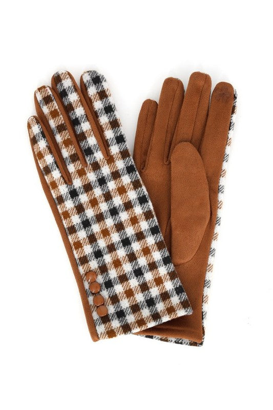 Smart Touch Plaid Checkered Print Winter Gloves