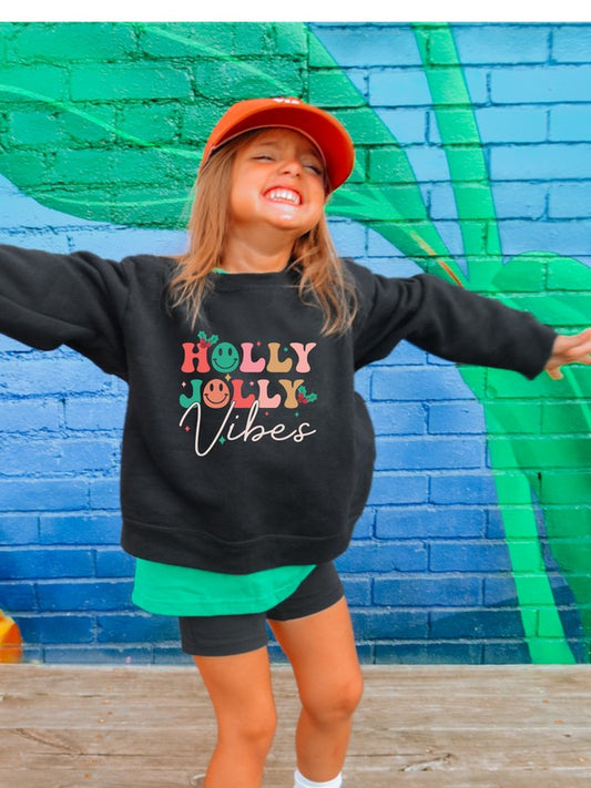 Holly Jolly Vibes Unisex Youth Graphic Sweatshirt