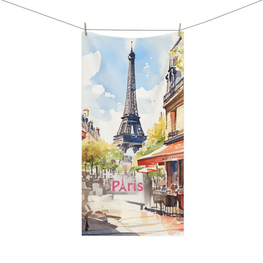 Elegant Parisian Mink-Cotton Bath Towel - Eiffel Tower Design