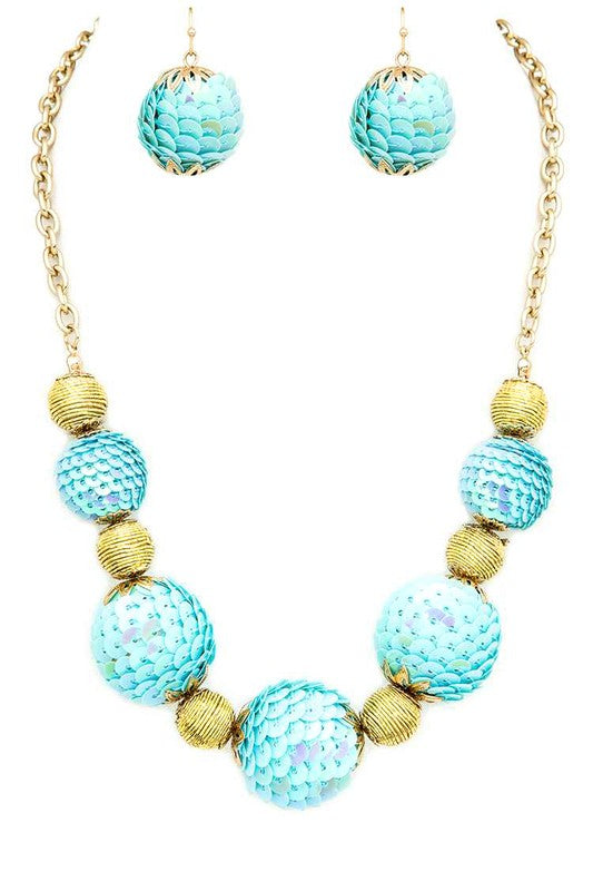 Sequins Balls Statement Necklace Set