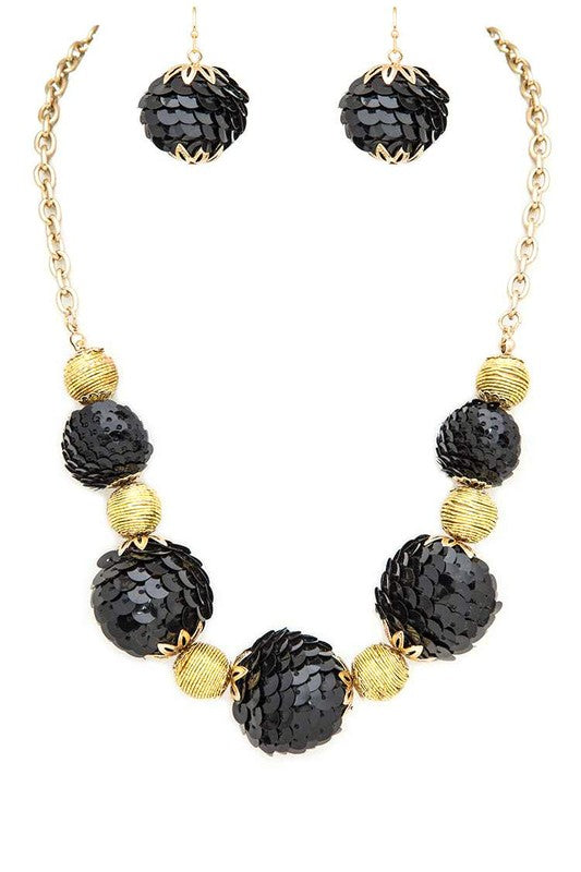 Sequins Balls Statement Necklace Set