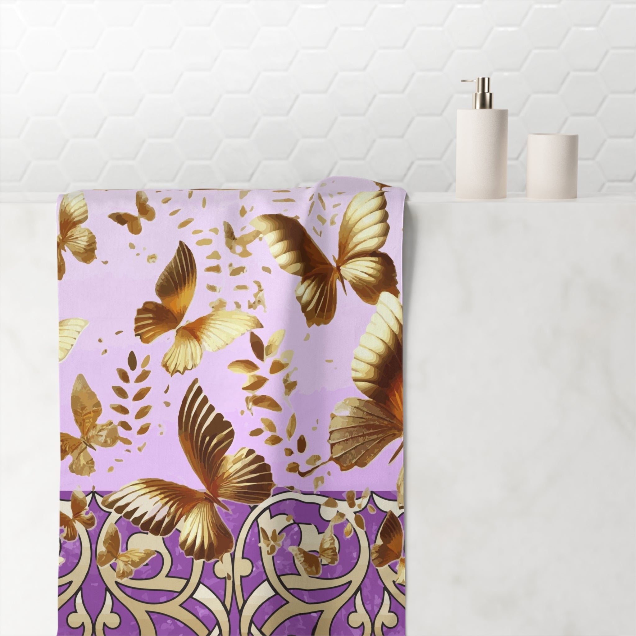 Golden Butterflies Bathroom Decor Bundle