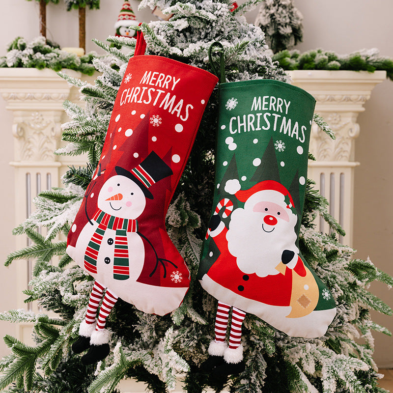 Merry Christmas Characters with Legs Hanging Stocking