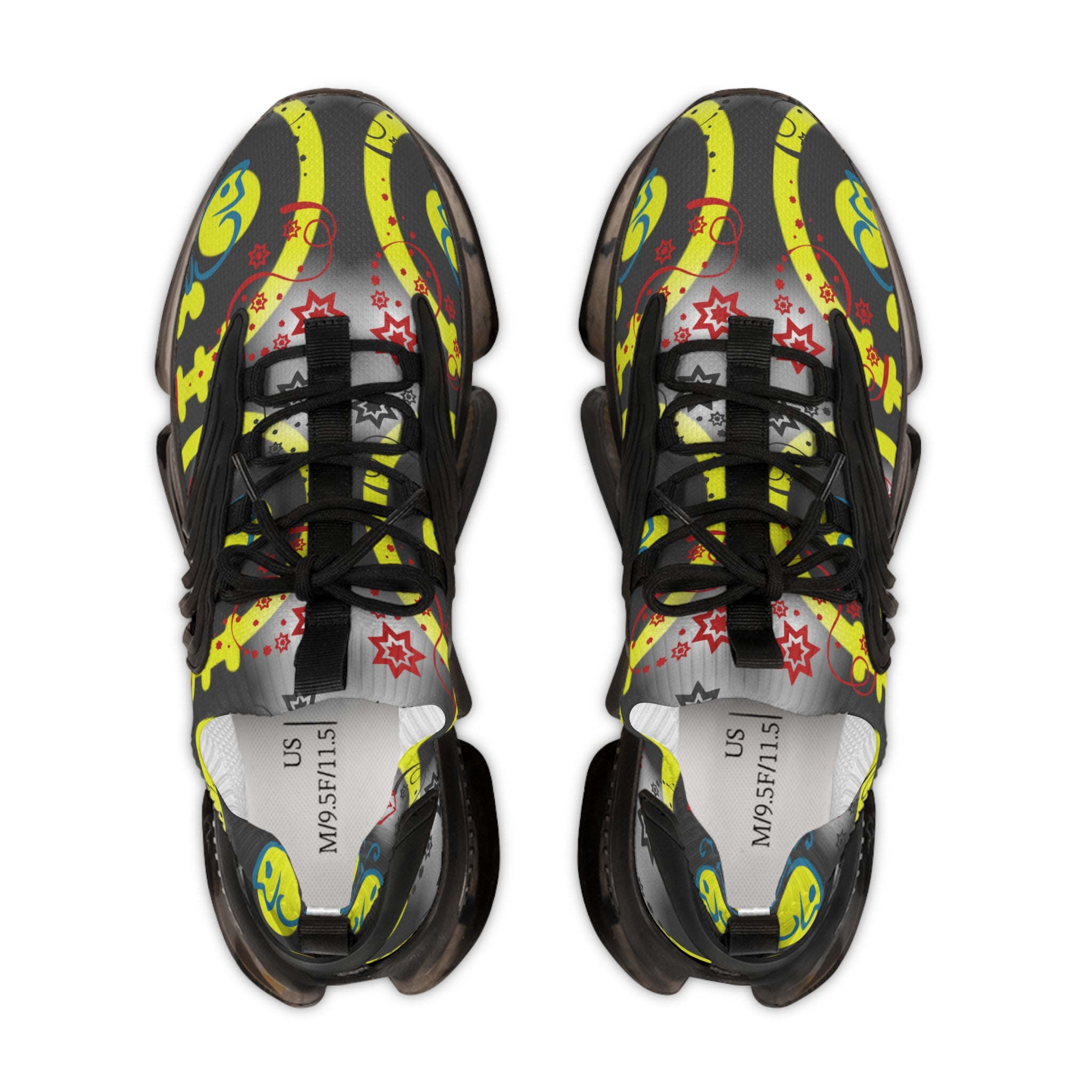 Men's Yellow Graffiti Mesh Sneakers