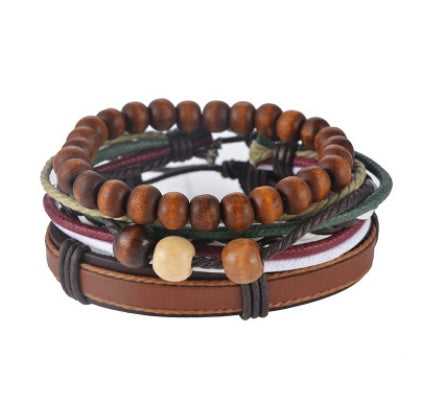 Men's Leather Bracelet Multilayer Beaded Bracelet