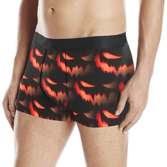 Orange Spooky Face Pattern Men's All Over Print Boxer Briefs (Model L10)