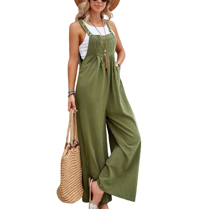 Women's Solid Color Casual Overall Jumpsuits