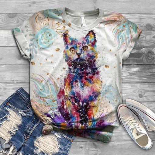 Women's Cat Lover Animal Print Graphic T-shirt