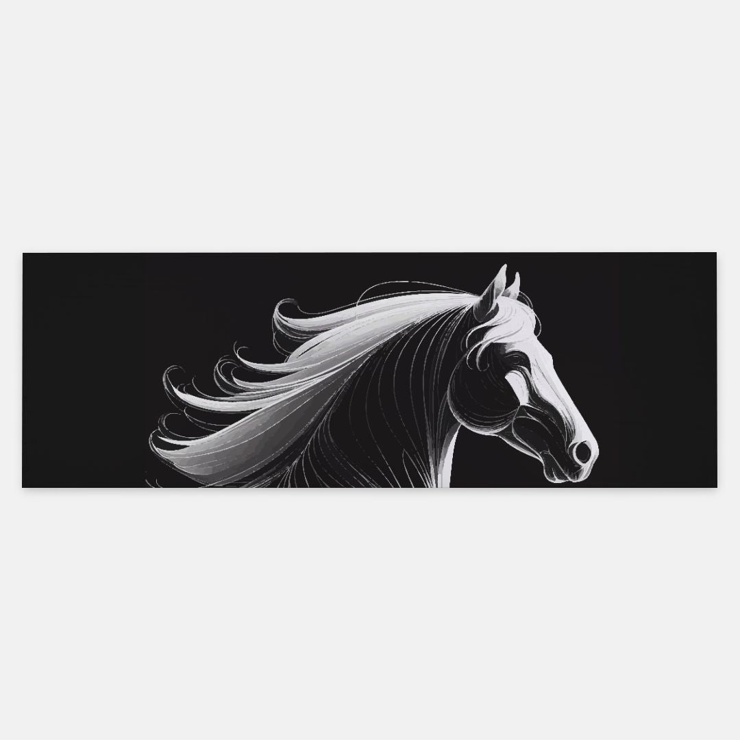White Horse on Black Pashmina Scarf