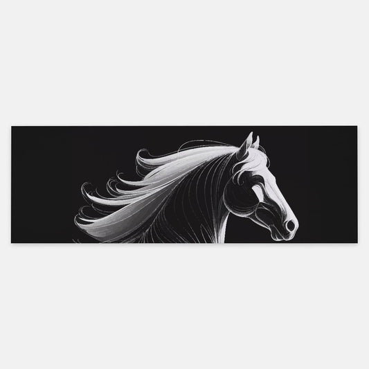 White Horse on Black Pashmina Scarf