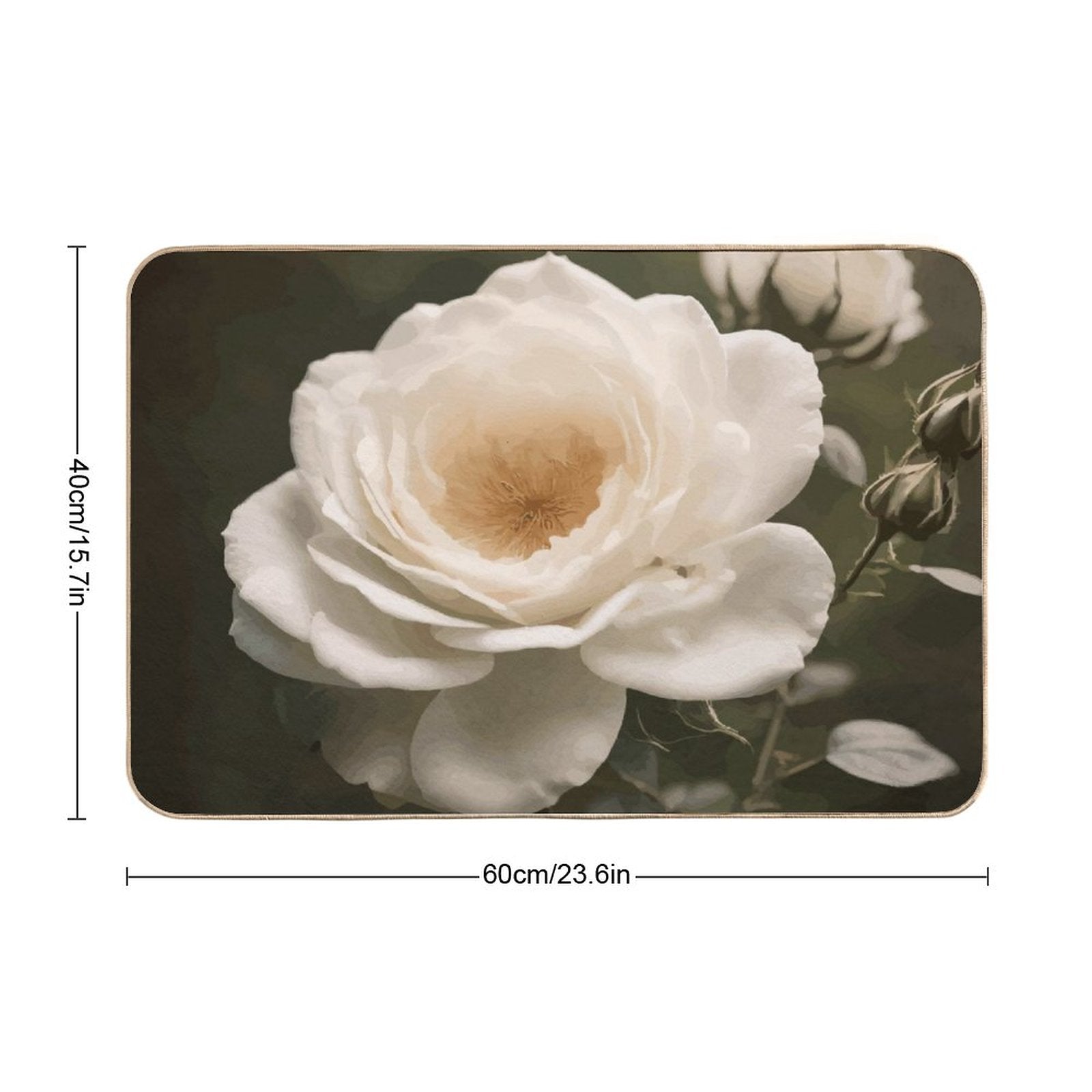White Rose Flannel Non-slip Bath Mat - 16