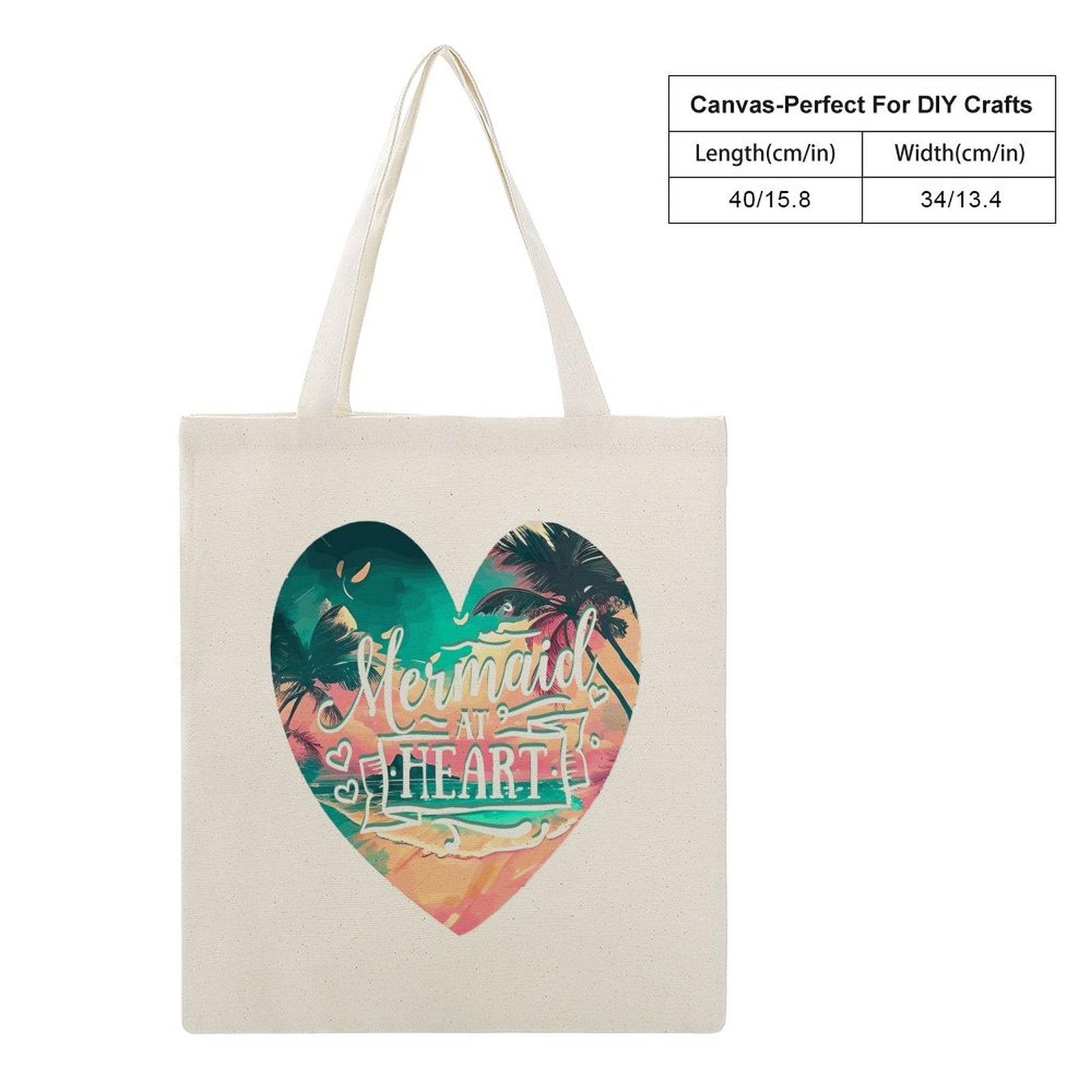 Mermaid at Heart Canvas Tote Bag - 13.4