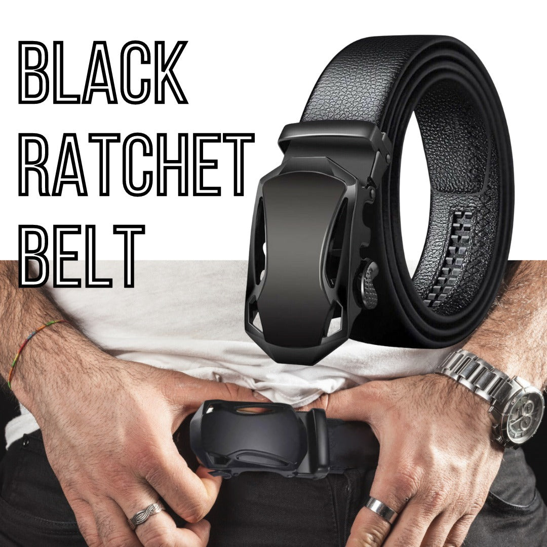 Men's Microfiber Leather Ratchet Belt Adjustable Automatic Buckle Black Belts