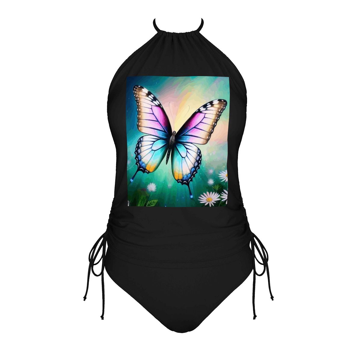 Women's Beautiful Butterfly and Daisies 2-Piece Tankini Set (Made in USA)