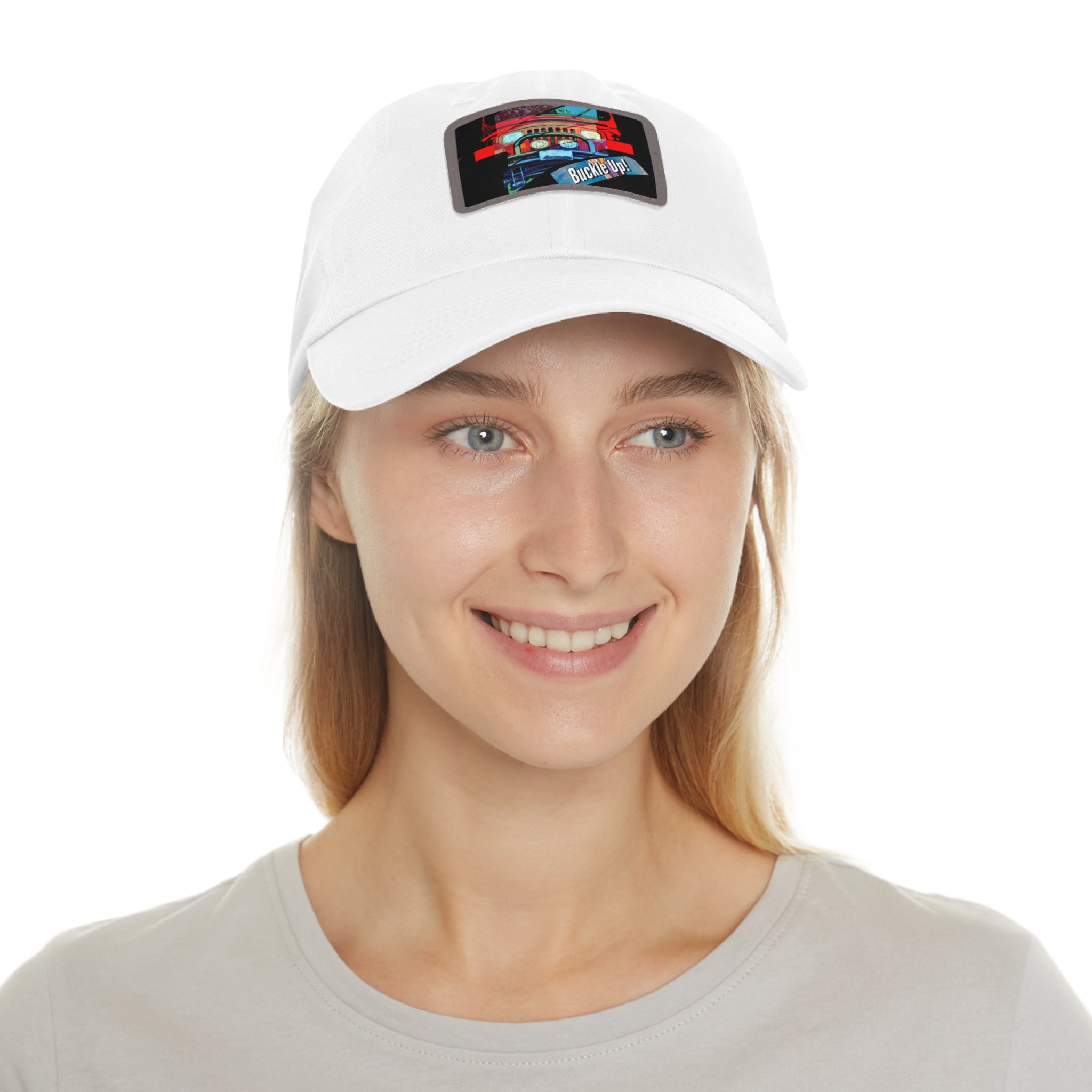 Buckle Up!  4 Wheel Drive Hat with Rectangle Leather Patch - Shell Design Boutique