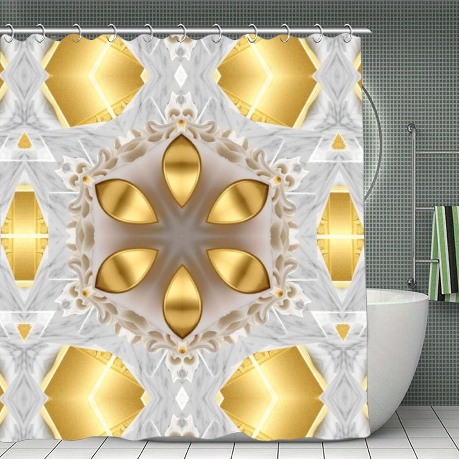 Golden Design Waterproof Polyester Shower Curtain