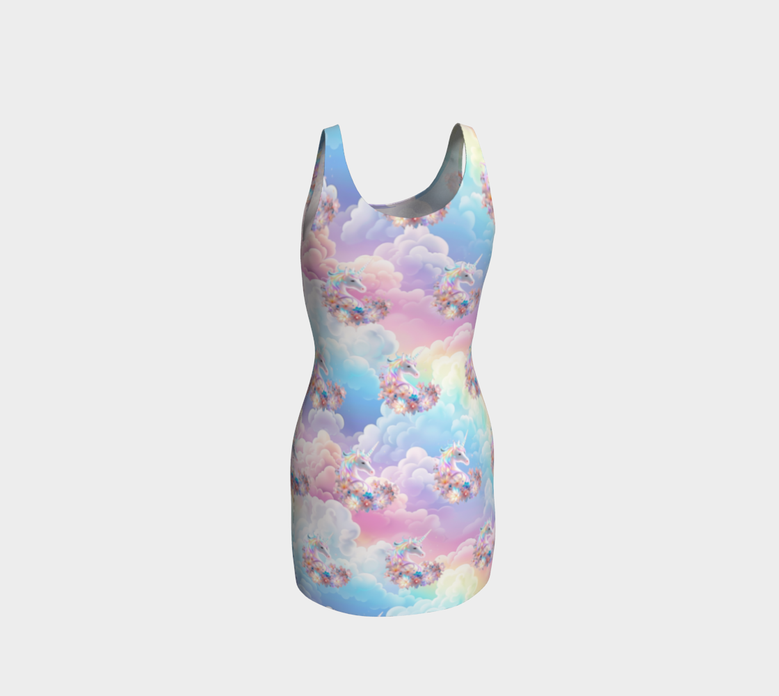 Magical Unicorn in the Clouds Bodycon Short Dress